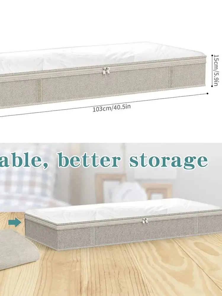 2 Pack składane pod łóżkiem torby duże pod łóżkiem pudełka do przechowywania grube oddychające Underbed torby do przechowywania ubrań zapinane na zamek organizator — zdjęcie 2
