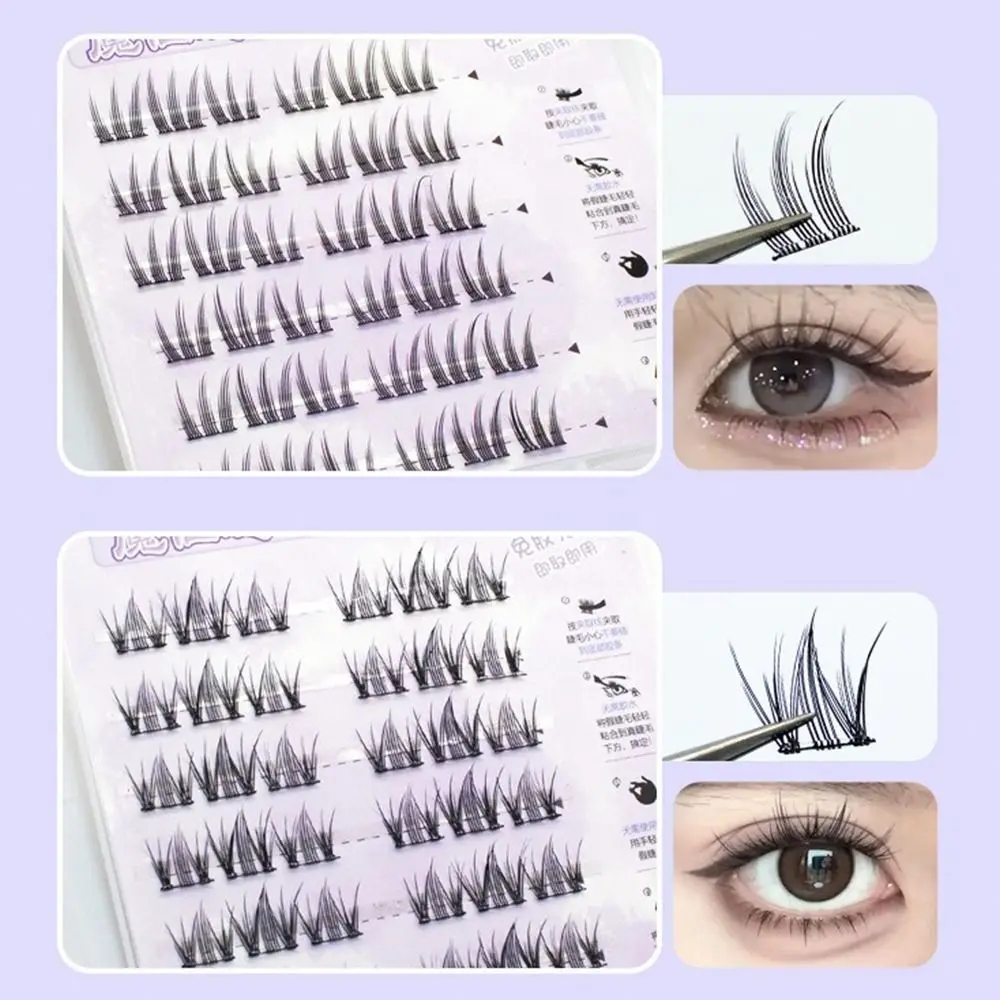 Volumoso sem necessidade de cola maquiagem auto-adesivo clusters de cílios naturalmente ampliar os olhos doce curling clusters de cílios postiços