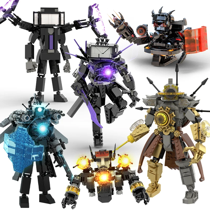 New Skibidi Man Builing Blocks Cameraman Tvman Titan Clock King Building Blocks Animation Figures Model Toys for Kids Xmas Gift