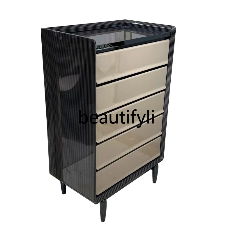 

Italian light luxury solid wood chest of drawers, post-modern simple locker, luxury storage cabinet