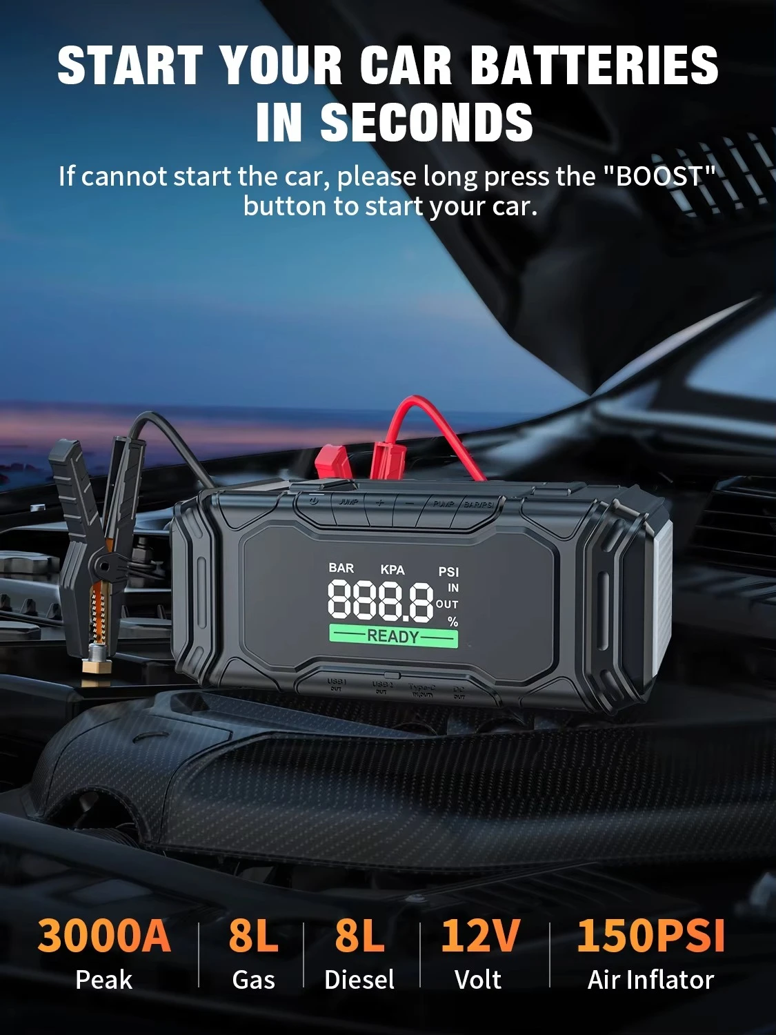 SXLL стартер с автомобильным насосом, воздушным компрессором, автомобильный аккумулятор, стартер avap6 16000 мАч