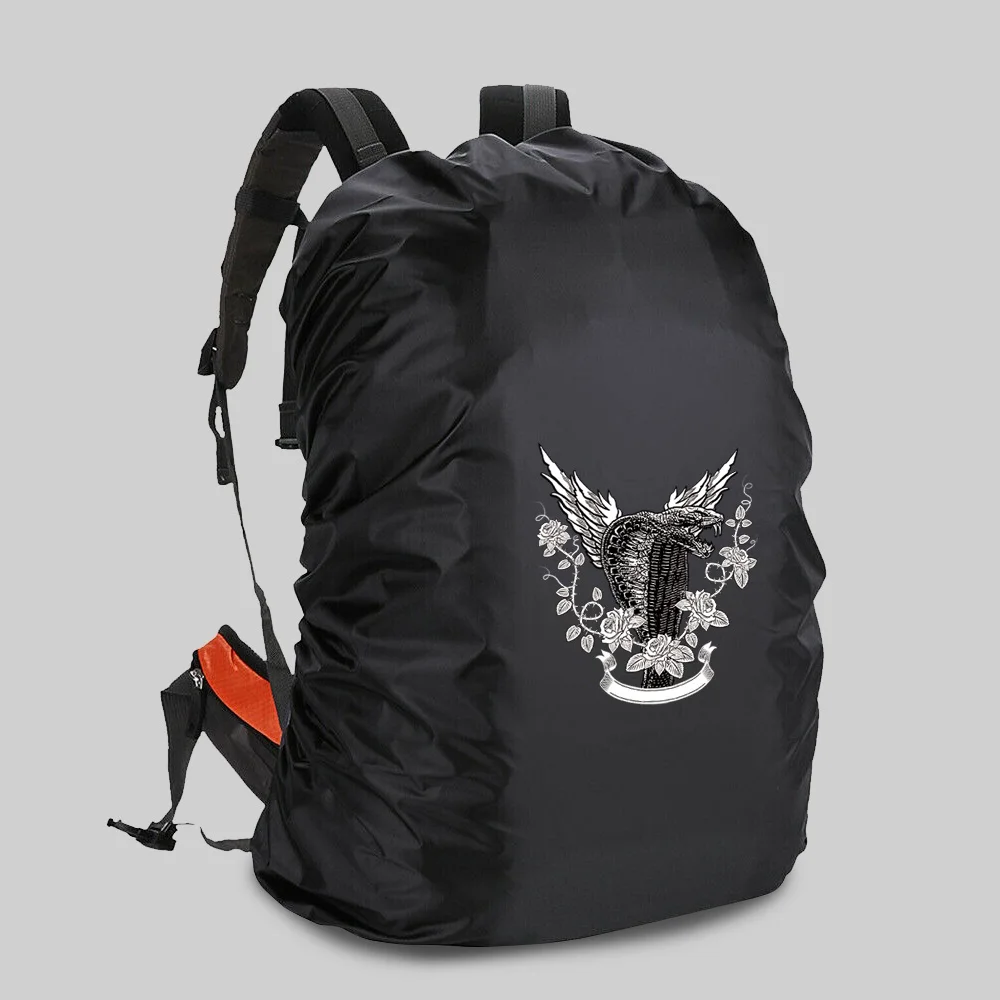 20-70l mochila capa à prova de chuva de acampamento à prova dwaterproof água poeira escalada ao ar livre portátil ultraleve viagem mochila capa cobra impressão