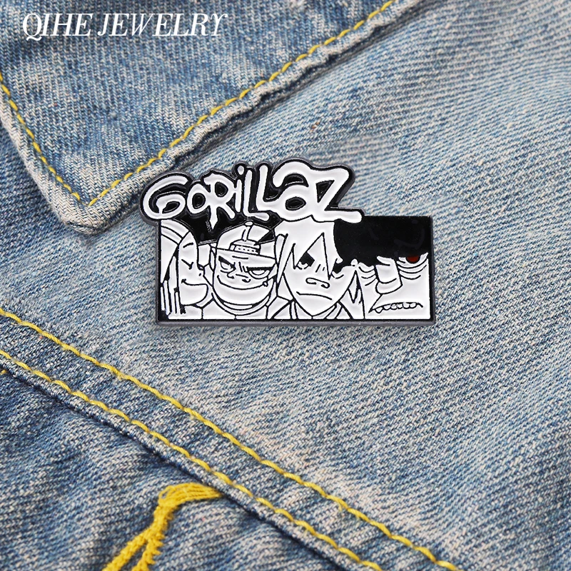 Pin de esmalte de la banda de rock Gorillaz, estilo punk, personajes de anime, arte callejero, broche, insignia para solapa de bolso, joyería, regalo para fans y amigos