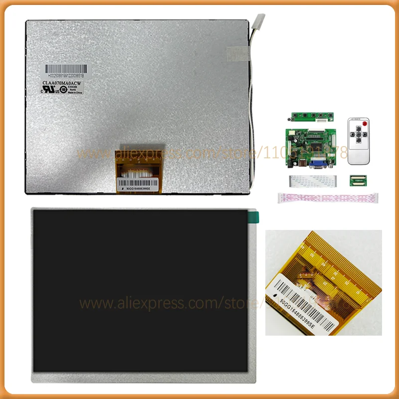 Original 7 Inch 800*600 4:3 LCD Screen CLAA070MA0ACW LCD Display Screen Compatible HDMI VGA Control Driver Board Monitor Panel