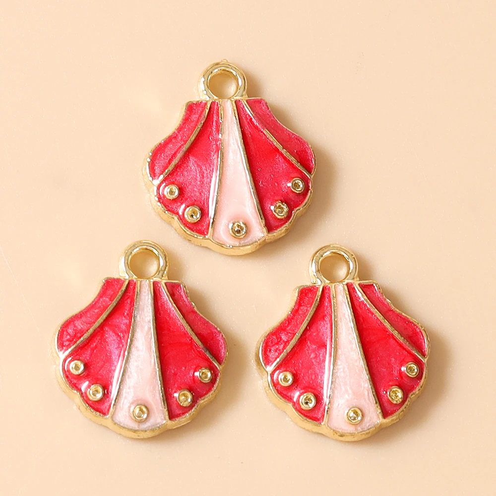 Leslie 20 Stück Emaille-Anhänger, 12 x 14 mm, niedliche, schöne Muschel-Anhänger für die Schmuckherstellung, Anhänger für Ohrringe, Armbänder, Halsketten, DIY – Detail 5