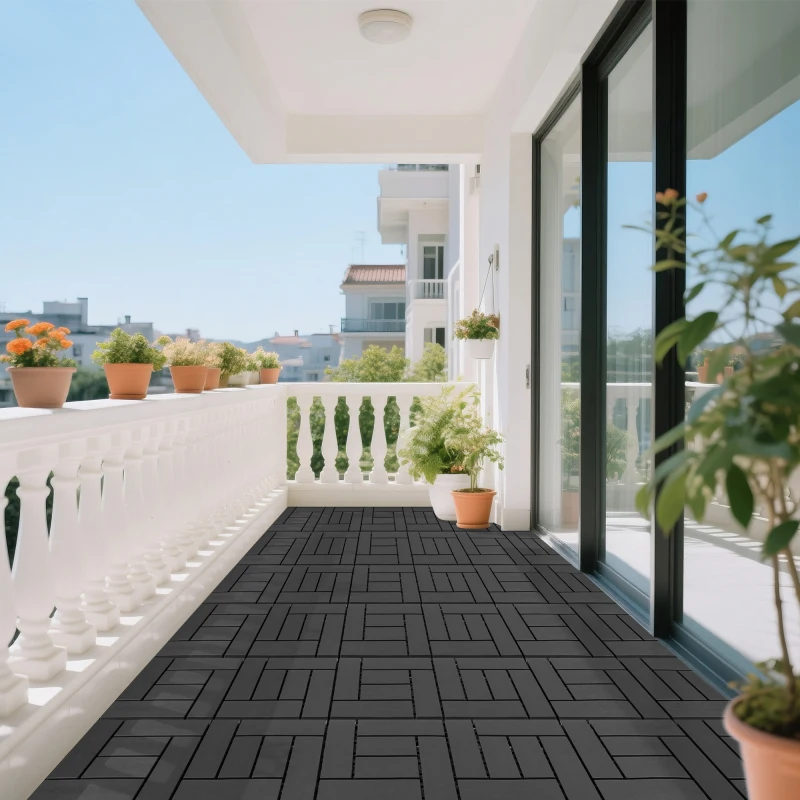 

ZZ Style Interlocking Deck Tiles DIY Modular Interlocking Decking Floor Tiles Courtyard Floor Tiles Grey