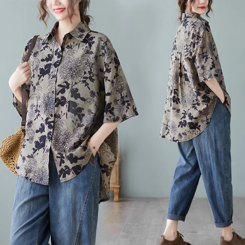 

Свободный крой из хлопка и льна, женская одежда с воротником irt ort Sve, художественная летняя модная одежда больших размеров, корейская одежда