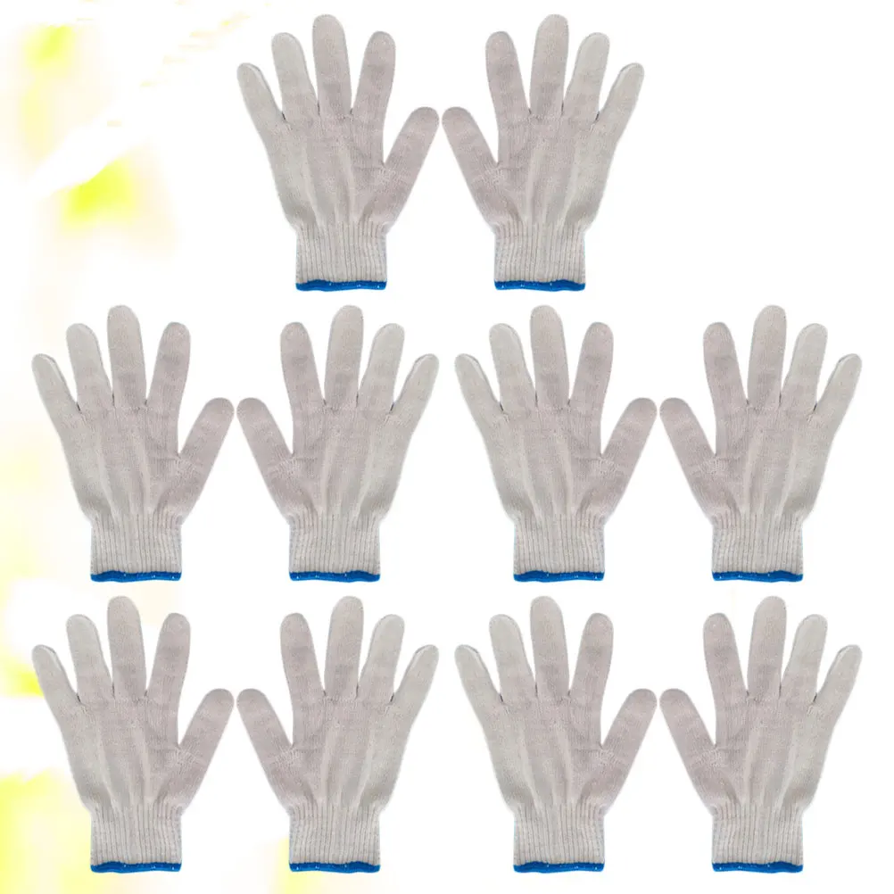

10pcs Labour Protection Gloves Wearproof Cotton Yarn Construction Site Mechanician Protective Gloves for Home Factory