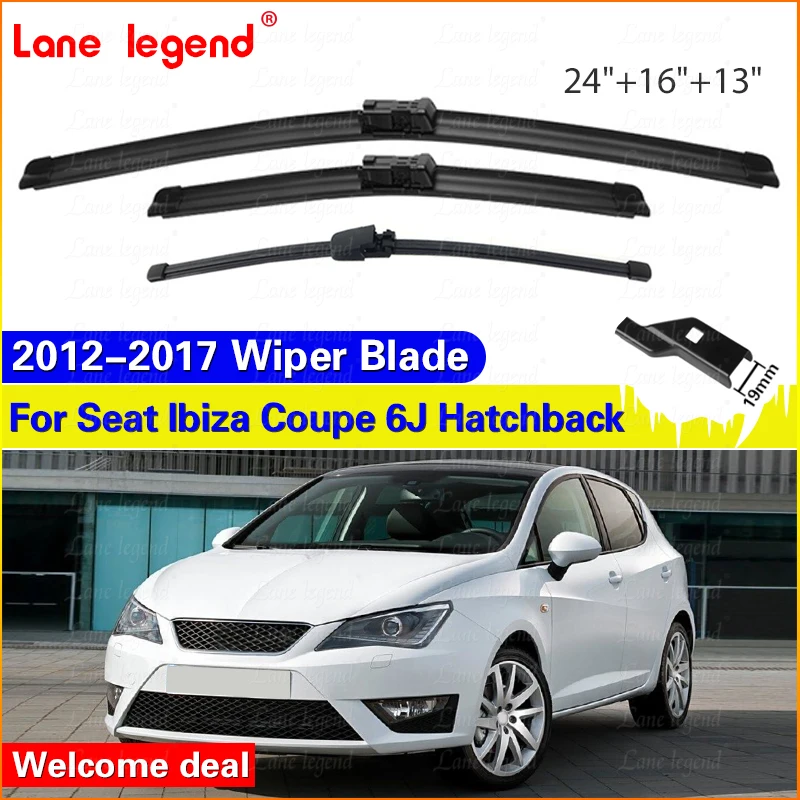 For Seat Ibiza Coupe 6J Hatchback 2012-2017 Wiper Front Rear Wiper Blades Windscreen Windshield Window Rain Brush 2013 2014 2015