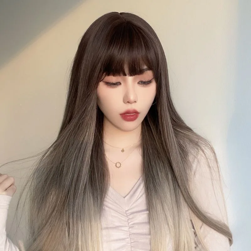 New Cosplay Synthetic Wig Female JK Long Straight Hair Daily European American Fashion Brand Simulation Full Headgear Lolita Wig