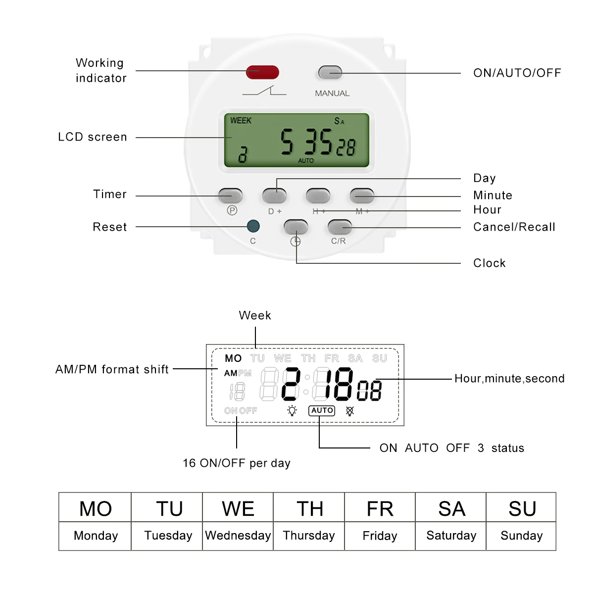 CN101A LCD time switch 12V 24V 110V 220V Time Relay Street Lamp Billboard Power Supply Timer With Waterproof Box