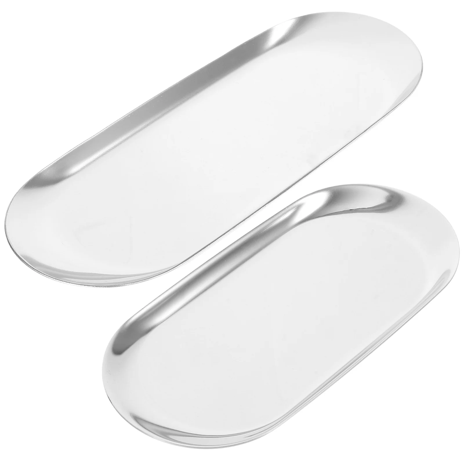 2 قطعة الفولاذ المقاوم للصدأ علبة مجوهرات معدنية البيضاوي تخزين طبق مجوهرات المنظم شاشة لسطح المكتب حامل مضمد الزينة