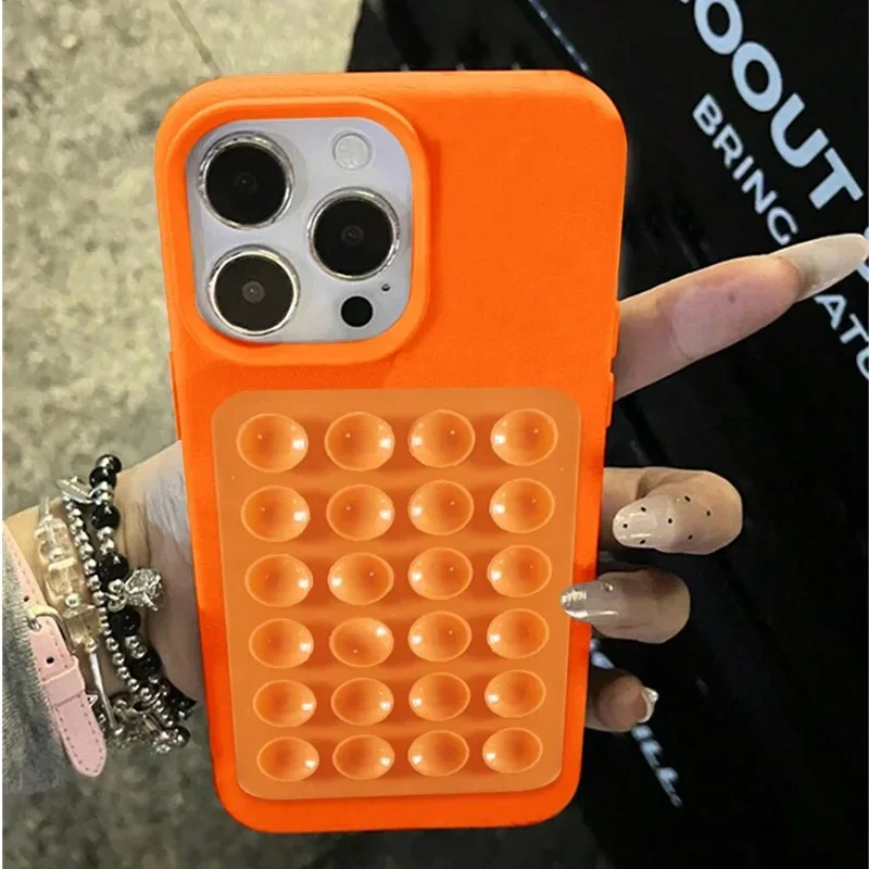 3D-Saugnapf-Ständerhülle für iPhone 11 12 13 Pro Max Hüllen iPhone 17 15 16 14 Plus XS XR Stoßfeste Runde Saugnapf-Silikonhülle – Detail 11