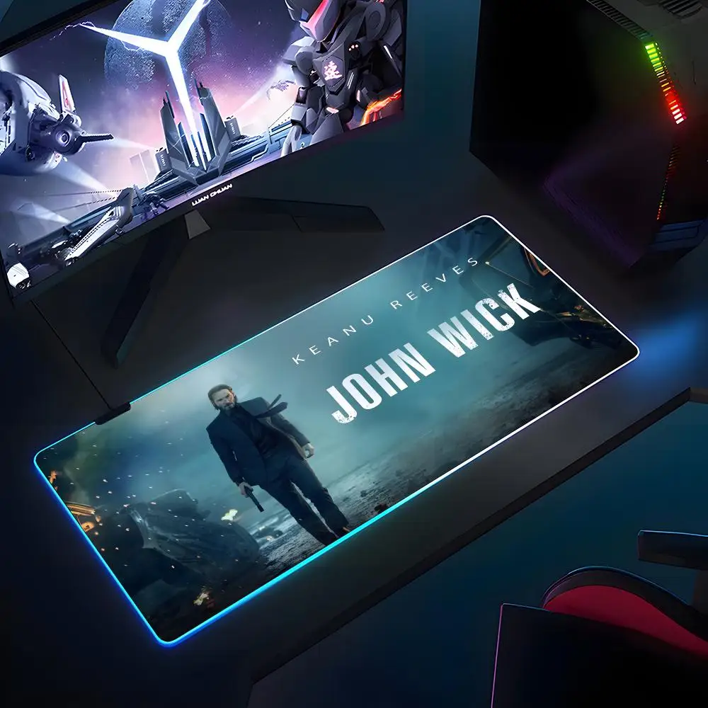 

Коврик для мыши John Wick RGB, резиновый противоскользящий коврик для клавиатуры, 40x90 см, коврик для мыши, игровые аксессуары, XXL, офисный компьютерный коврик