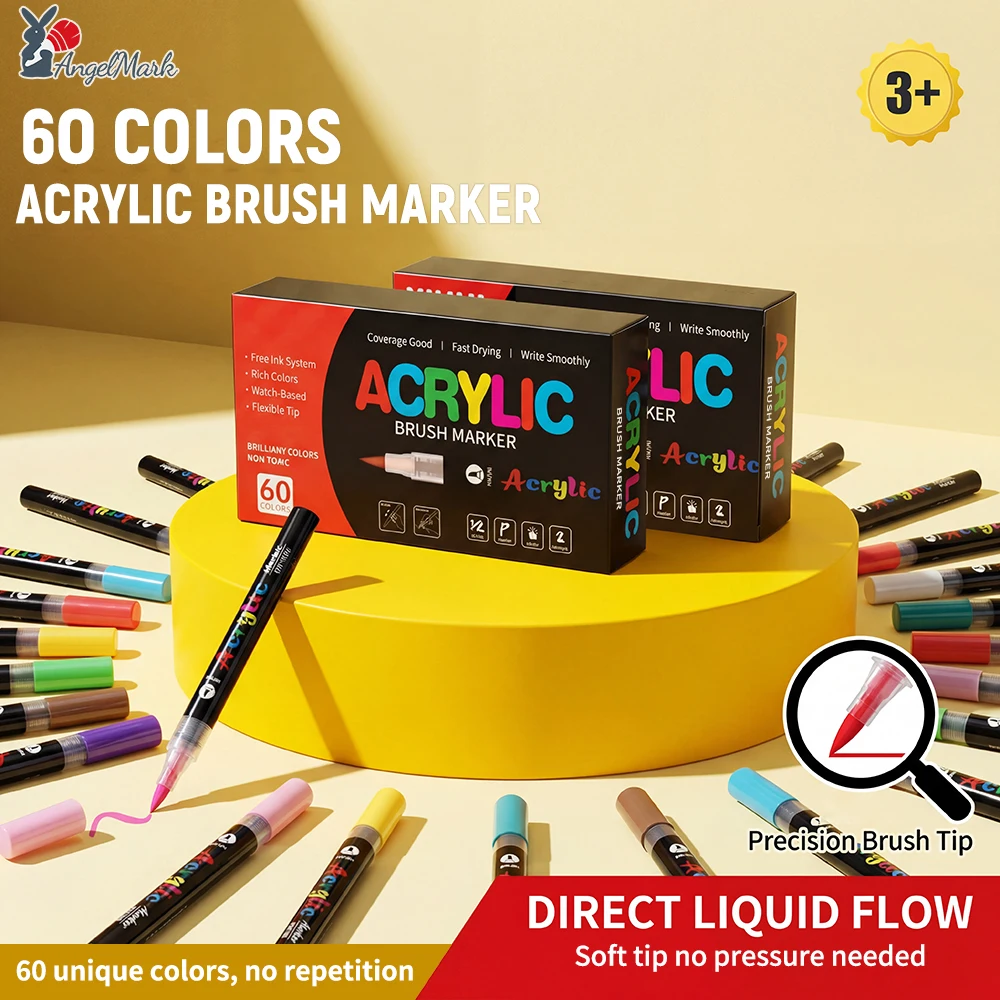 12-168 Colors Acrylic Paint Pen Marker Brush Tip Paint Marker For Rock Painting Wood Canvas Stone Christmas Gift DIY Craft image 6