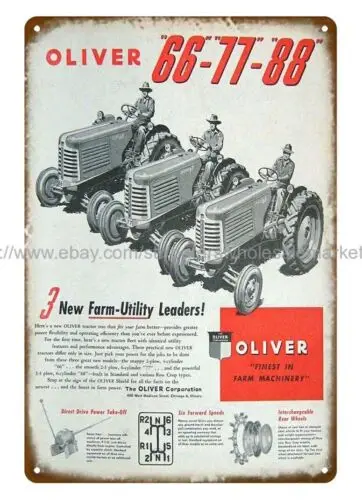 1949 Oliver Tractor farm equipment metal tin sign office restaurant decor