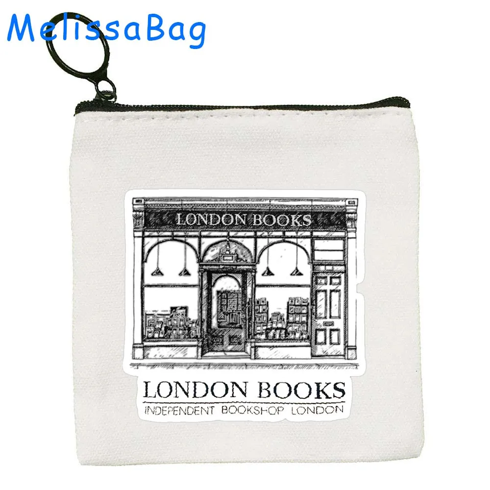 BOOKSHOP-Porte-monnaie en toile, étui à clés, sacs à fermeture éclair, poudres, lecture de Londres, détruire la bibliothèque de nettoyage de tante, lire les amoureux en livres, étudiants, cadeaux mignons