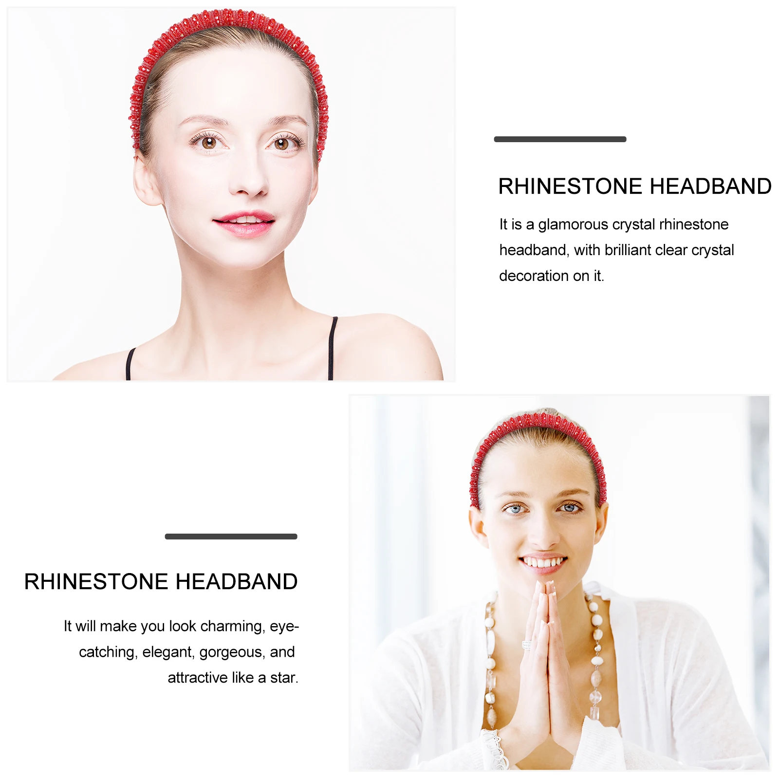 

Crystal Headb Red Headdress Hairb Women Accessory Bride Glamorous Rhinestone Party Daily Dating Festivals Styling Girls Beach