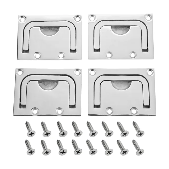 4/2szt Marine 316 Stainless Marine Hatch Latches 3x2.2inch Boat Deck Flush Lift Ring Hatch Pull Knobs Cabinet Recessed Handle