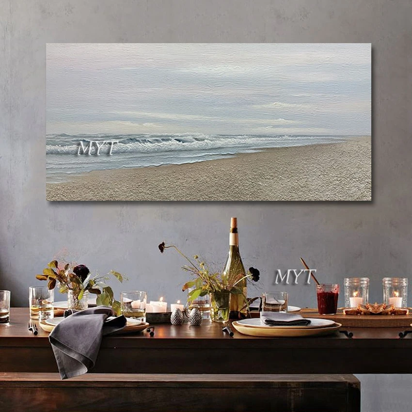 

Handmade Abstract Sea Wave Oil Painting, Unframed Canvas Wall Picture, Living Room Decoration, New Design Art Landscape Drawing