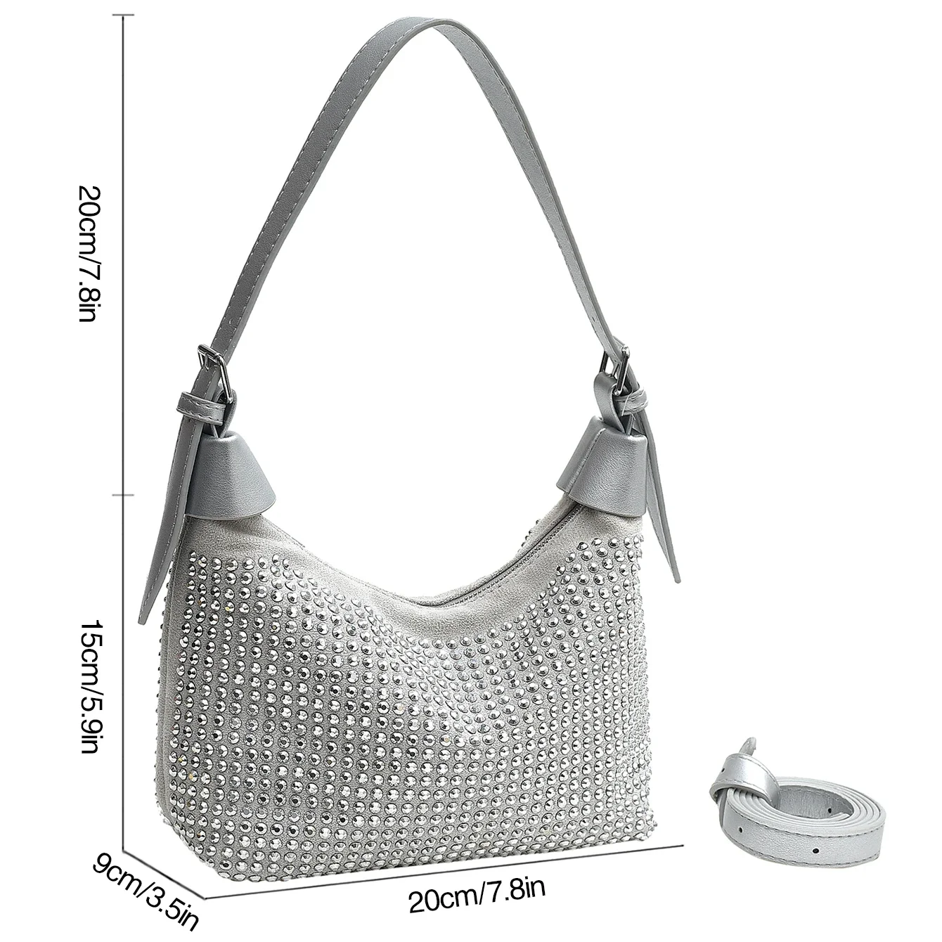 Shiny Rhinestones Handbag Clutch Bag Women Silver Underarm Shoulder Bag Femme Luxury Party Wedding Purse Versatile Crossbody Bag