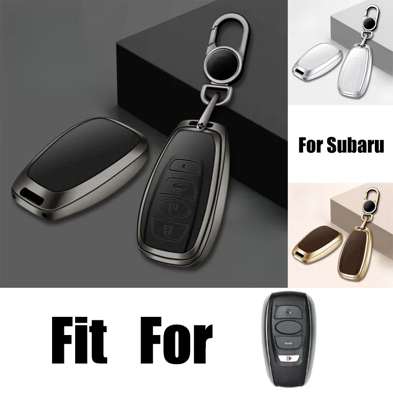 Zinc Alloy Leather Car Remote Key Case Cover With Keychain For Subaru Legacy Forester BRZ Outback WRX STi  XV Crosstrek Impreza