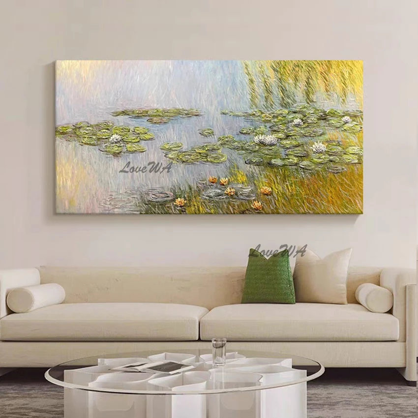 

Contemporary Canvas Art Lotus Pond Abstract Landscape Oil Painting Hand-painted Hotel Wall Pictures China Imports Home Decor