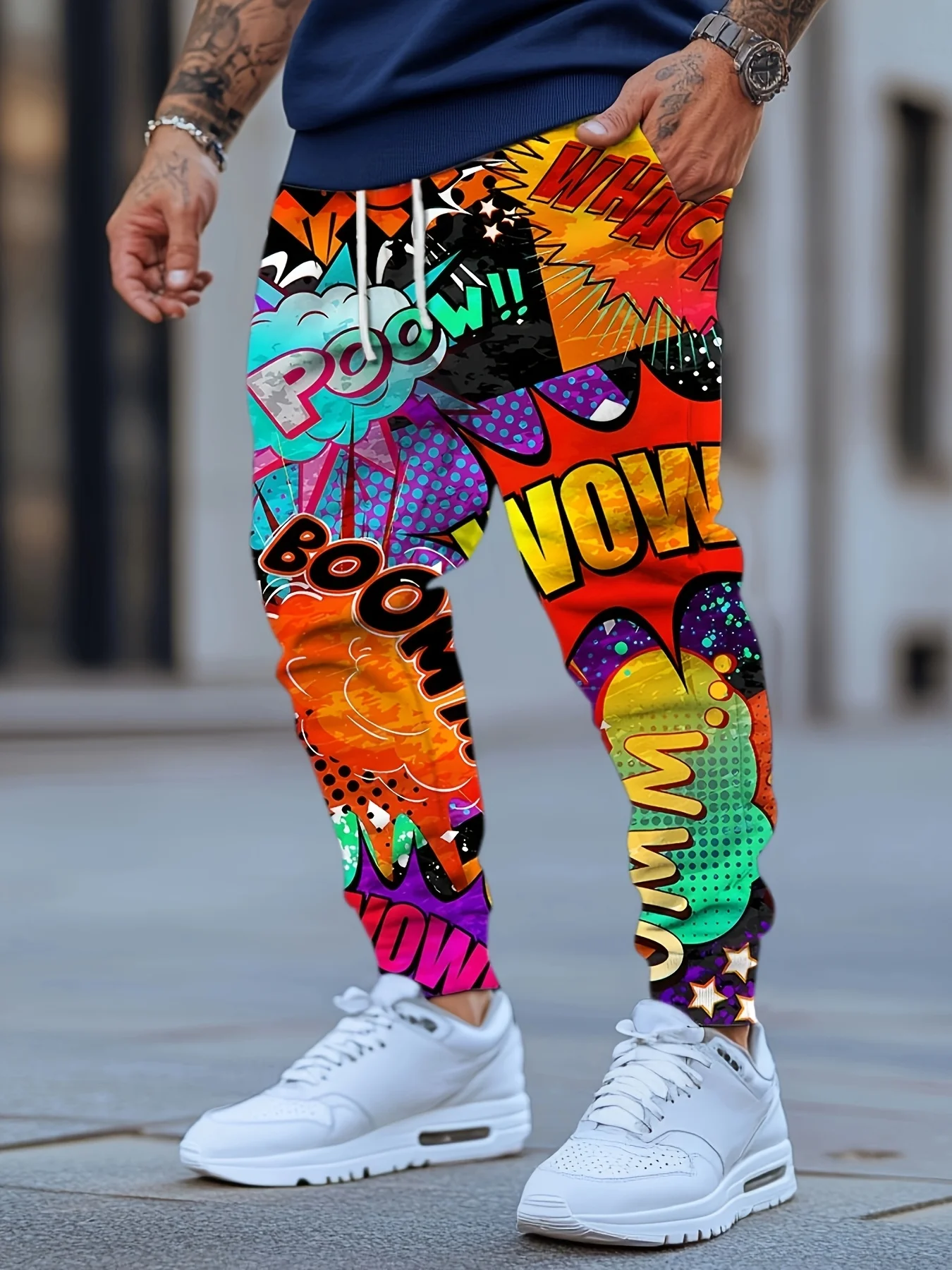 New Arrivals Pop Art Comic Burst Print Unisex Jogger Pants Straight‑Leg Hip‑Hop Sweatpants For Daily Street Look Casual Party