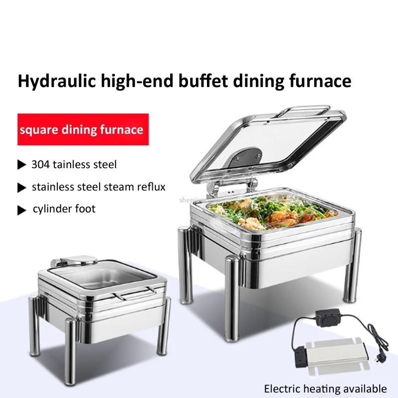 304 Stainless Steel/ceramics Cylindrical Foot Square Hydraulic Buffet Furnace Large Glass Visible Window Insulation Buffy Stove