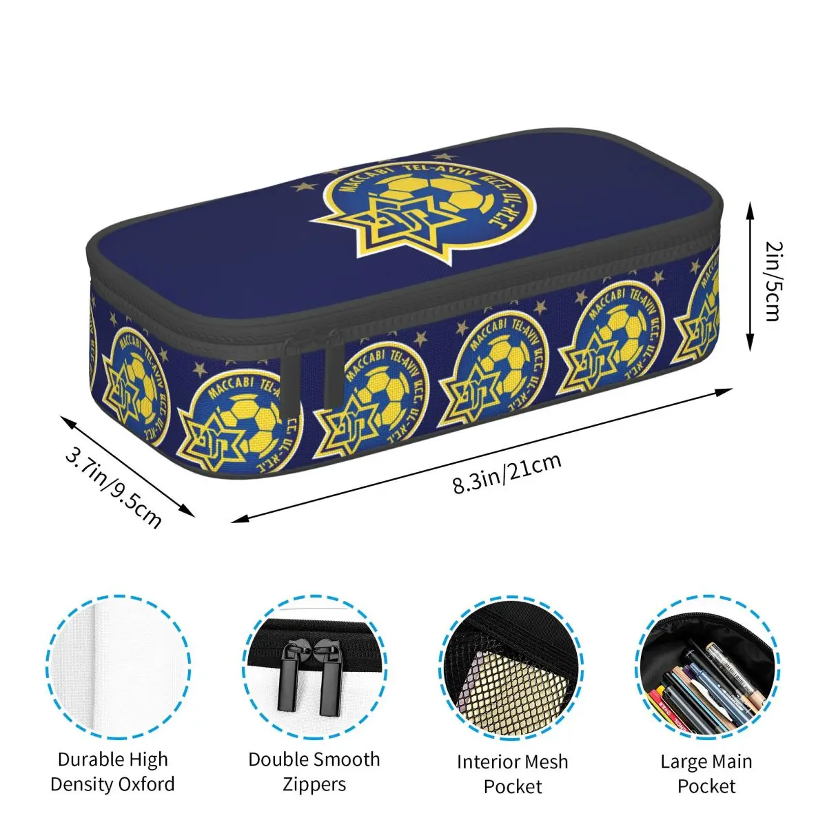 マッカビテルアビブロゴプリント鉛筆ケース男の子女の子ギフトペンボックス鉛筆バッグ文具用品ペンホルダーバッグ