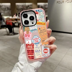 Ins Air ticket Label Clear Case For Iphone 11 12 13 15 16 Pro Max 14 Plus Wireless Magnetic Charging Soft TPU Shockproof Cover