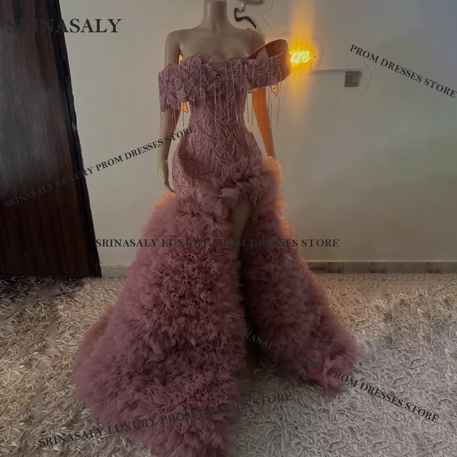 Luxury Crystal Diamond Long Mermaid Formal Prom Dresses Customized Black Girls Beading Evening Party Gown Robe vestidos de gala