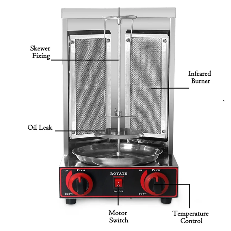 業務用トルコ式BBQマシン 2バーナー ガスブロイラー チキンバーベキューグリル 自動回転式垂直シャワルママシン