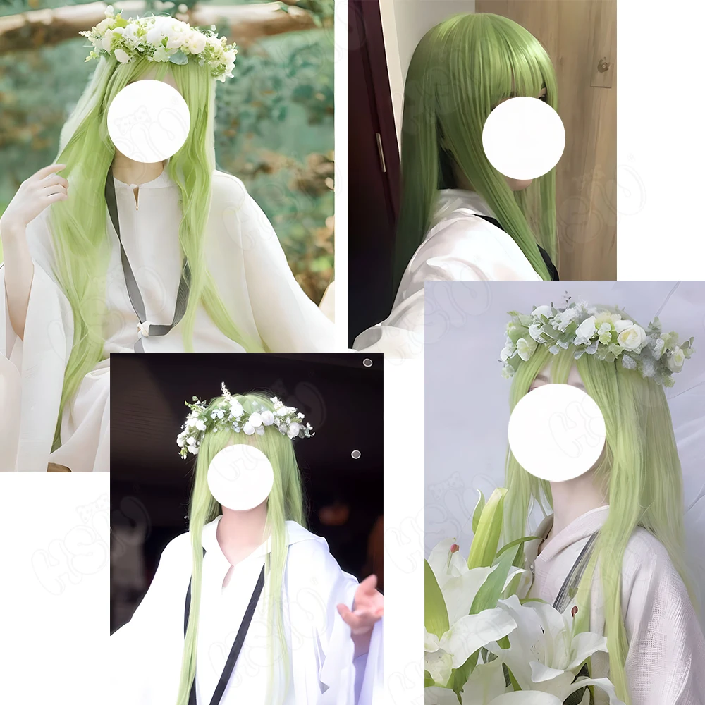 Enkidu-Fate Grand Order Cosplay peruca sintética de fibra longa, Peruca de fibra verde grama, Anime Fate Grand Order