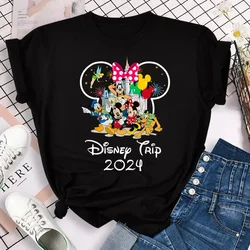 Camiseta de gran tamaño con estampado de viaje Kawaii para mujer, Top de vacaciones de ratón Micky, ropa femenina, Tops Grunge