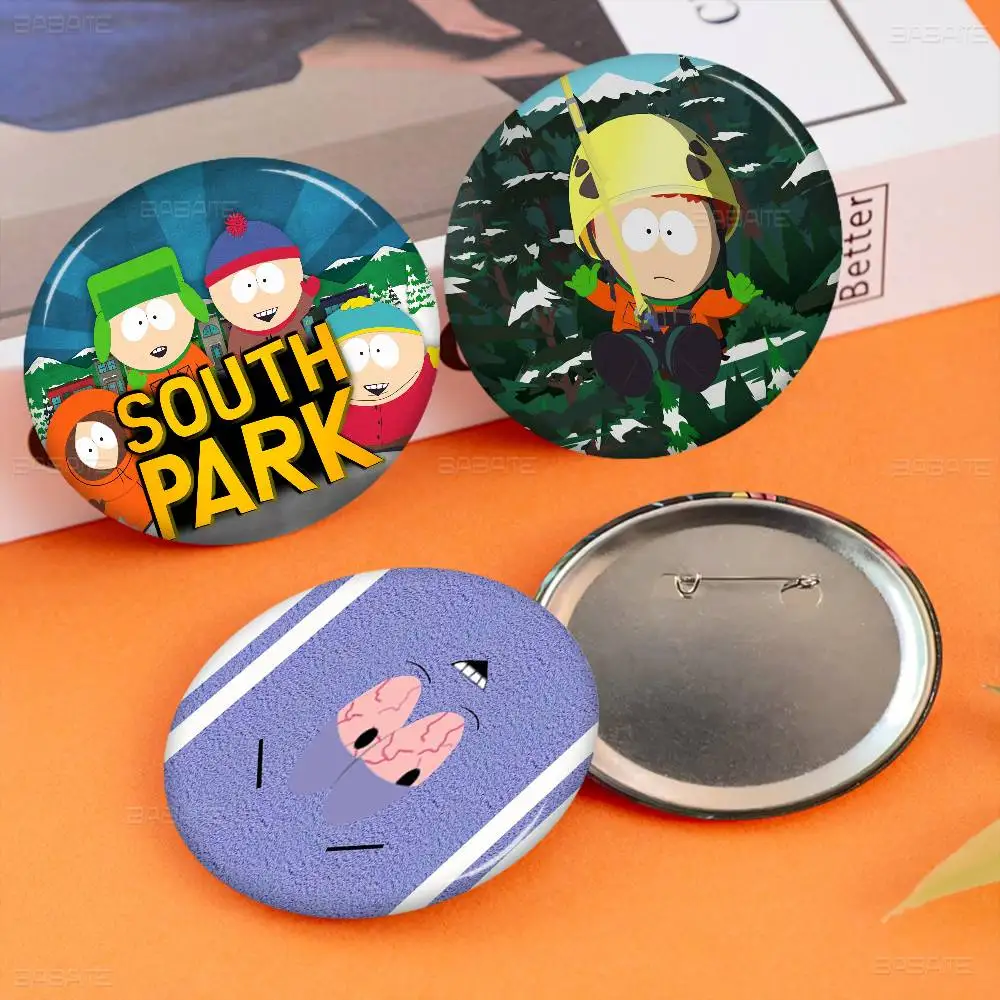 S-South Funny P-Parks Tinplate Pin Button Custom Anime Role Old-school Brooch Cartoon Collar Badge Jewelry Gift Fans