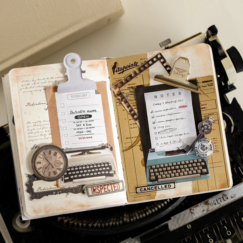 Journal GO 50pages Vintage Typewriter Themed Note Book Retro Planner Schedule Memo Pads Journaling Material Paper view 3