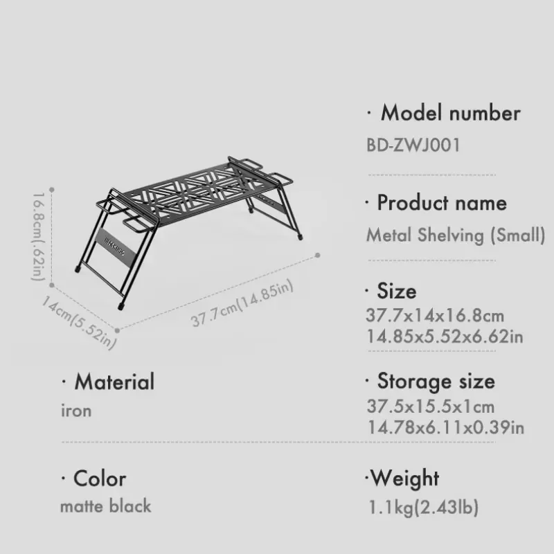 Imagem -05 - Blackdog Folding Camp Rack Mesa de Carvão Vegetal Dobrável Camping Iron Portátil Leve Base de Jantar ao ar Livre Turista Sedentário