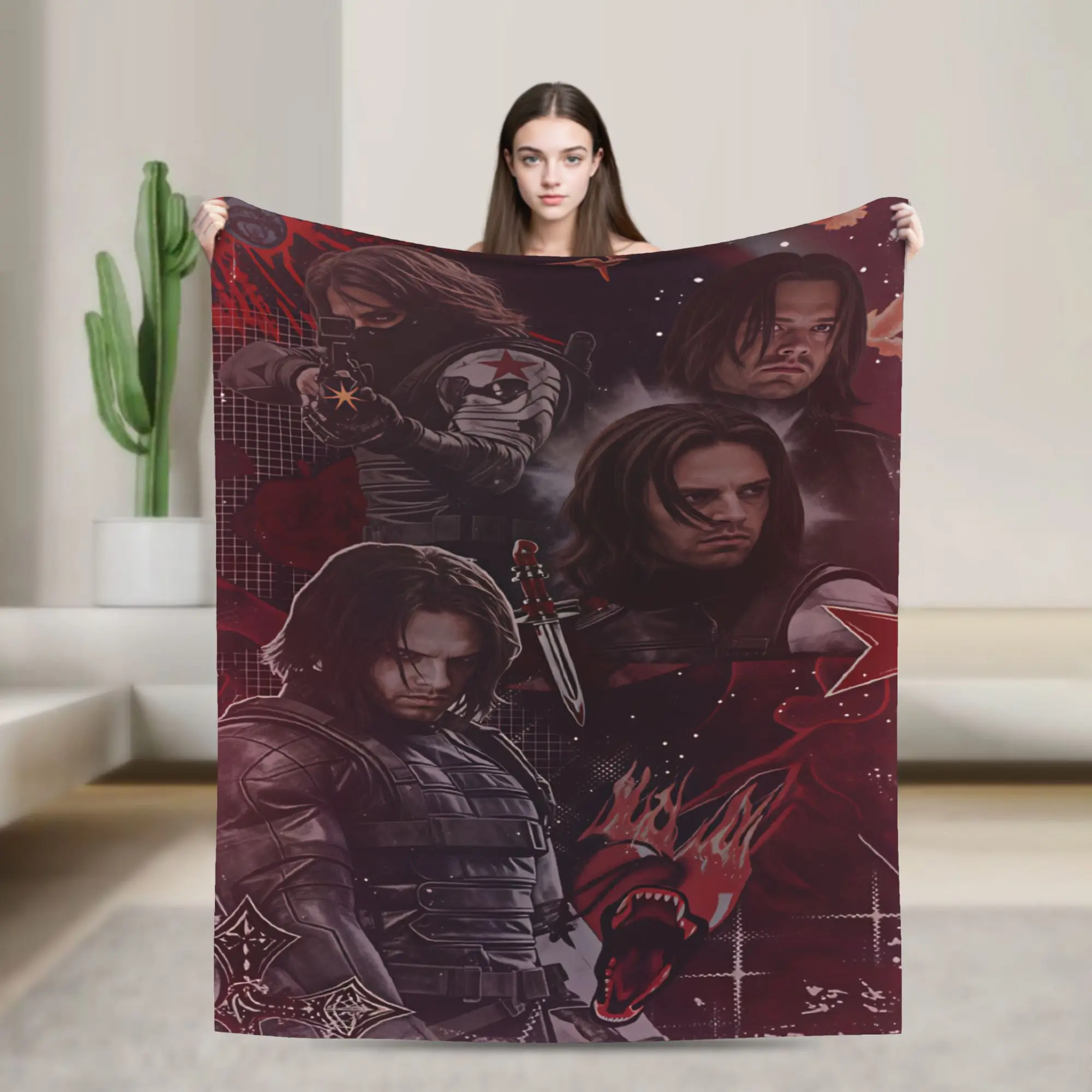 Bucky Barnes Winter Soldier Flannel Blankets  Soft Warm Bedding Throws for Outdoor Picnic Comfortable Bedspread Sofa Bed Cover