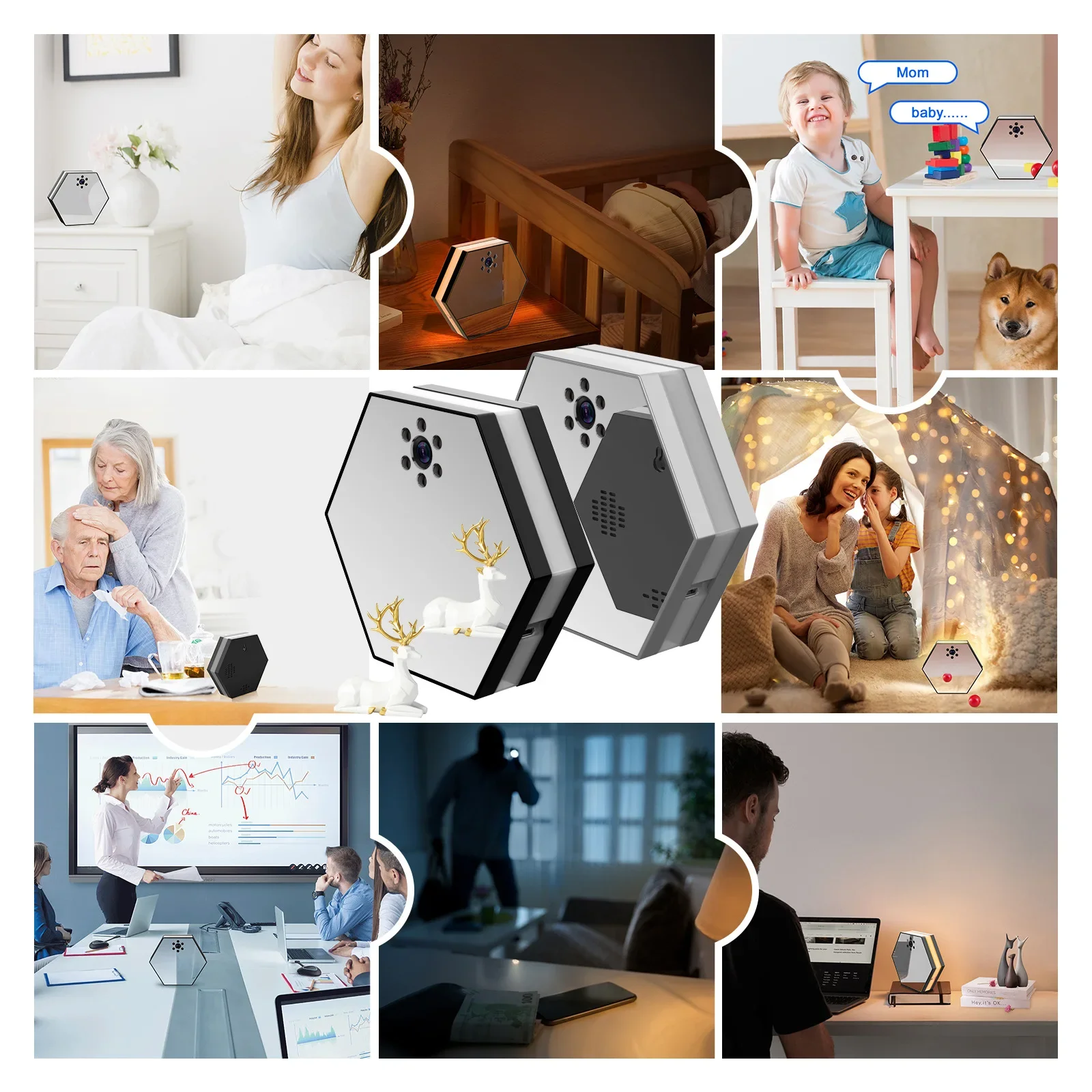 Kamera Mini Budzik 1080P HD Bezprzewodowa Wifi APP IR Noktowizor 130 °   Rejestrator bezpieczeństwa z detekcją ruchu Monitor nadzoru