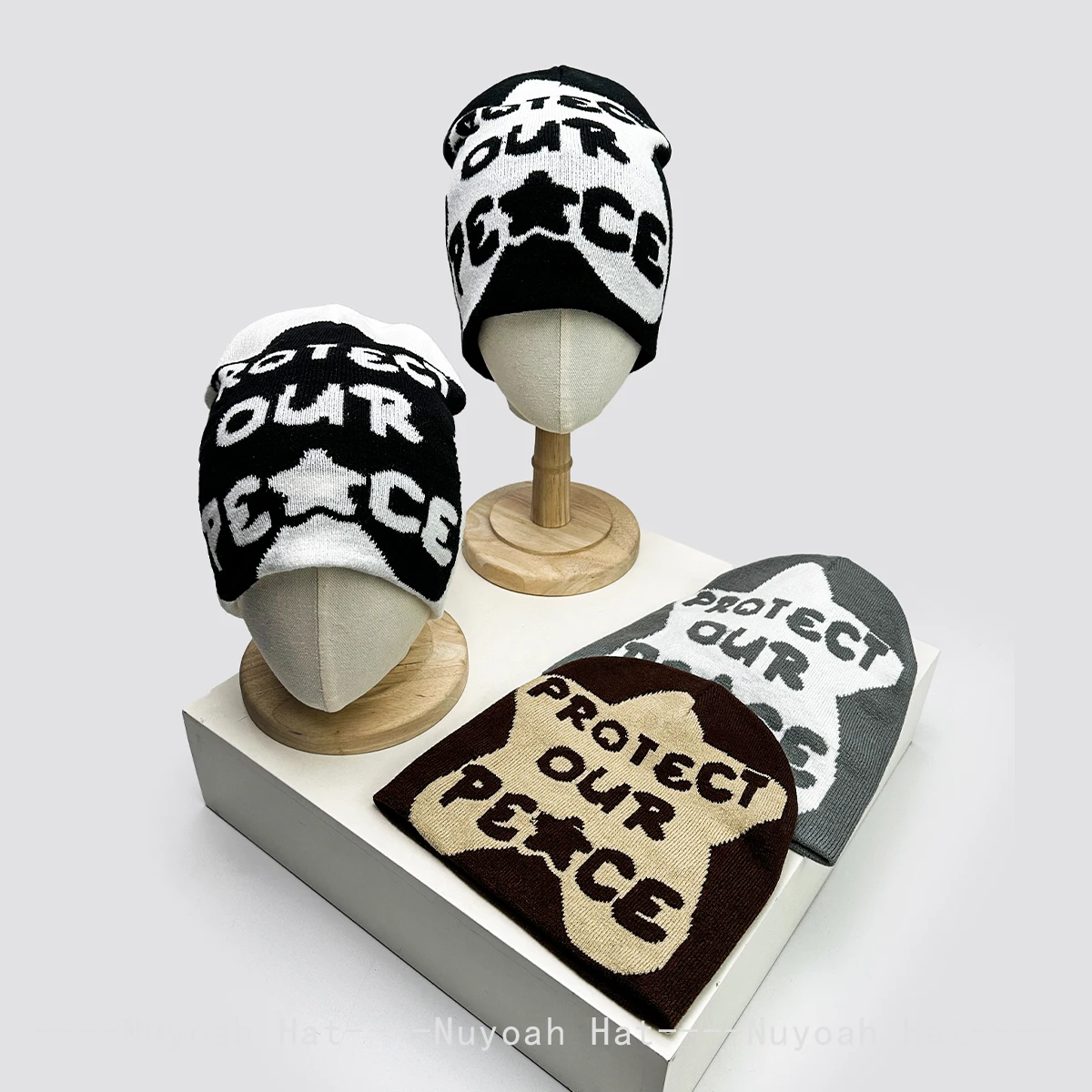 

New Men Women Color Block Jacquard Peace Star Knitted Hats Warm Street Fashion Personal Beanies Casual Versatile Outdoor Skiing