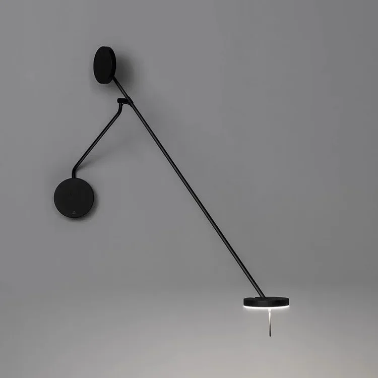 

Designer Black Wall Lamp for Bedroom Study Room with Adjustable Swing Arm Wall Light Creative Long pole Flexible Wall Lamp