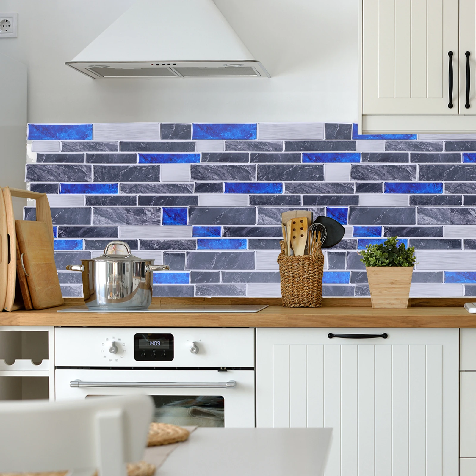 

10Pcs Waterproof Wall Stickers Marble Pattern PVC Self Adhesive Tile for Kitchen Bathroom Decor Easy DIY Peel and Stick