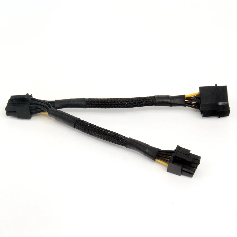 Cable de alimentación Dual IDE Molex a GPU de 4 pines, doble 8 pines (6 + 2) pines, adaptador de tarjeta de visualización de vídeo gráfica PCI-E PCI Express