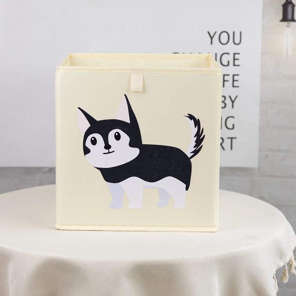 Boîtes de rangement pliables en forme de cube avec des animaux de dessin animé, organisateur de joue