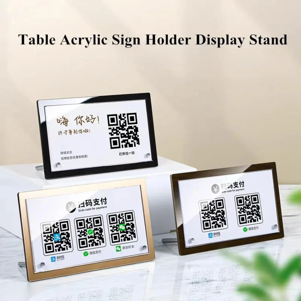 200x120mm L Shape Price Label Tags Menu Paper QR Code Board Table Number Place Card Holder Acrylic Sign Holder Display Stand