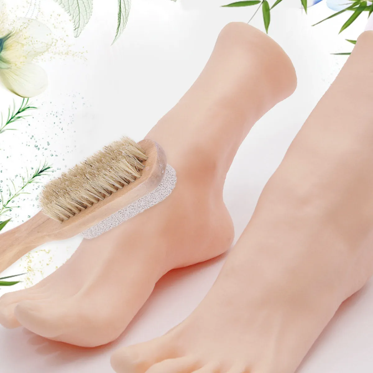 

1Pcs Double Sided Pig Bristle Pumice Foot Callus Remover Foot File Pedicure Dead Skin Scraping Plate Brush Pumice Stone