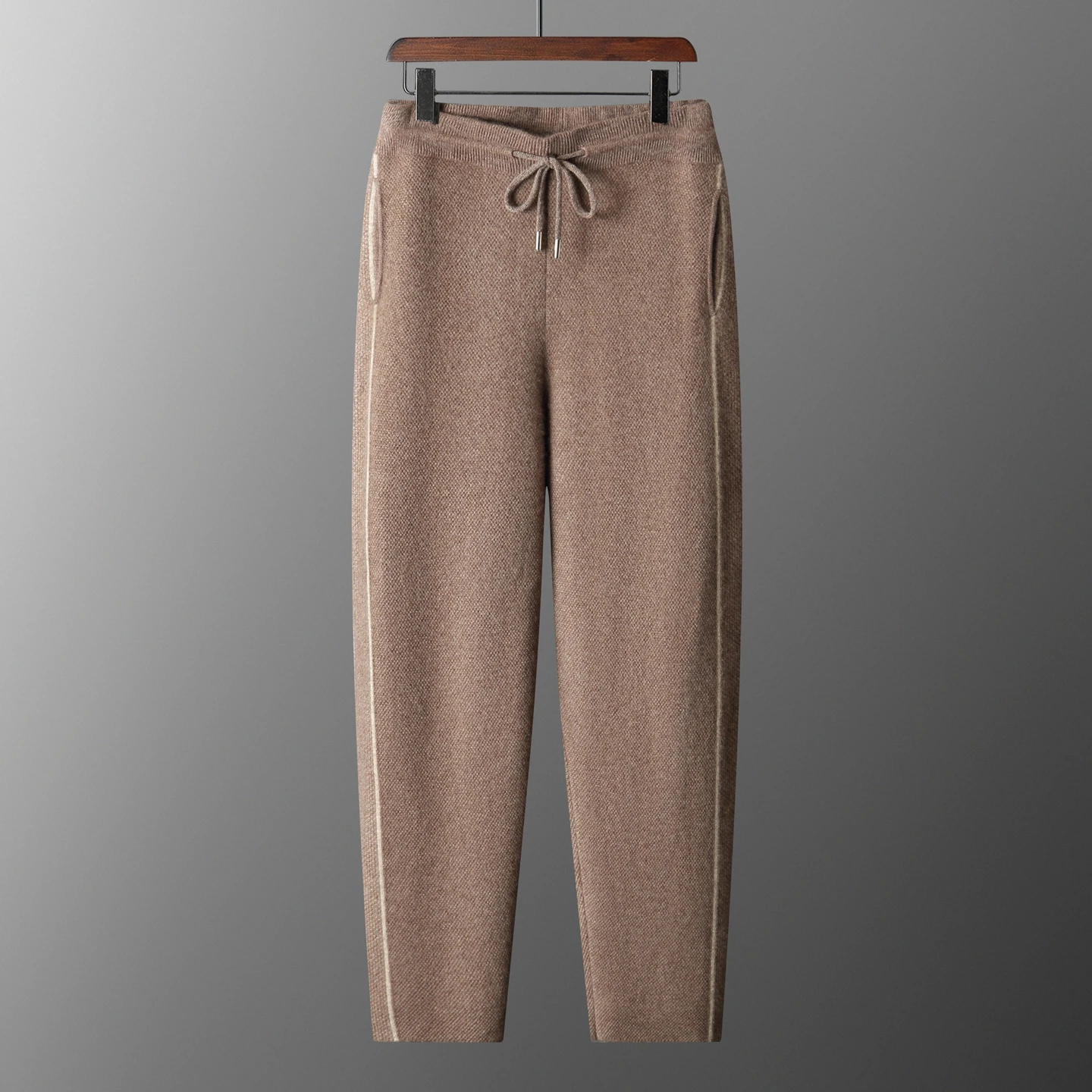 Chic Men's 100% Wool Pants Autumn Winter Thick Warm Smart Casual Straight Trousers Elastic Waist Pants Basic Straight Pants