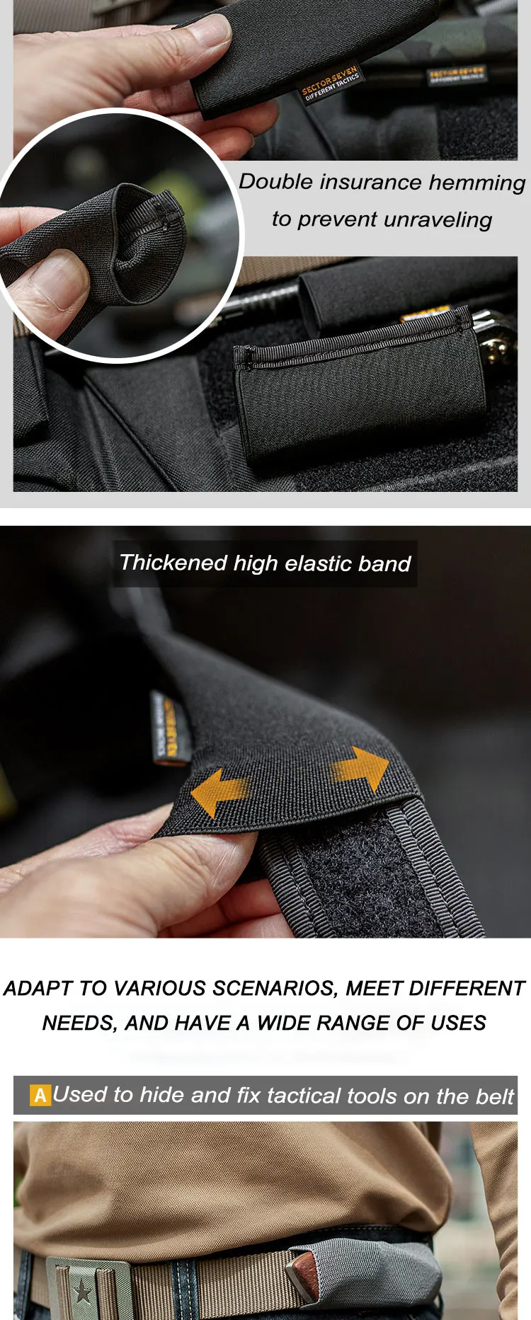 Gürtelhülle Elastische Schlaufe EDC Gürtelorganizer Verdeckter Werkzeughalter Taschenlampenhalter Taktisches Jagdzubehör – Detail 3