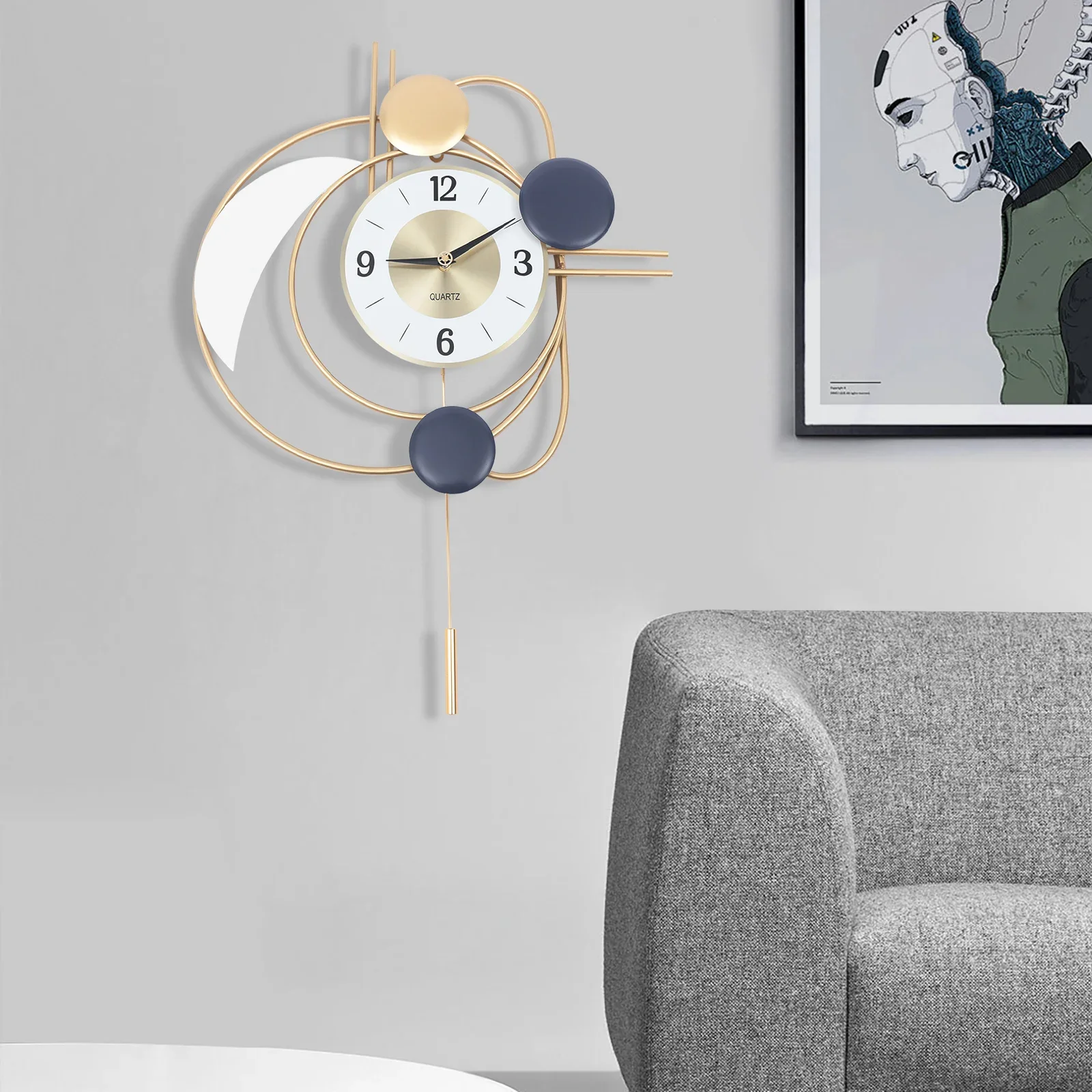 

New Inspired Modern Wall Clock Living Room and Office Nordic Metal Hanging Clocks 3D Mute Decor Free Shipping